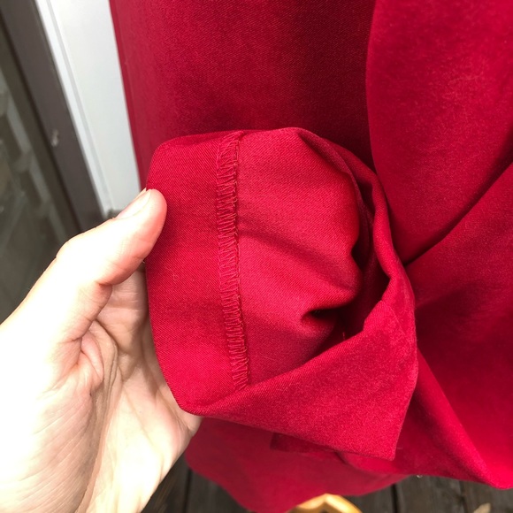 Vintage • Red Blazer Suede-Like Single Button - Picture 11 of 16